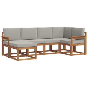vidaXL Ensemble de canapés d'extérieur 6 pc Gris Naturel et Clair