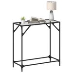 vidaXL Table console avec dessus en verre transparent 80x35x81cm acier