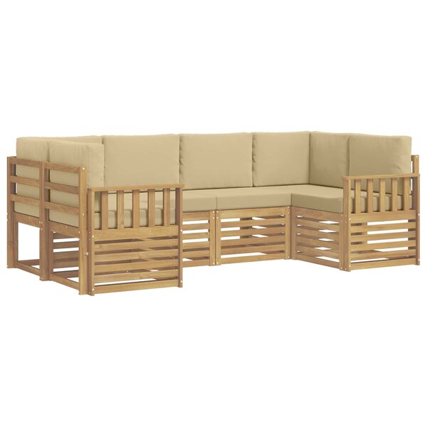 vidaXL Ensemble de canapés d'extérieur 5 pc Blanc et Beige Polyester