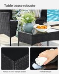 Salon de jardin extérieur ensemble de mobilier surface tressée en pe table et chaises pour terrasse jardin balcon noir 12_0007391