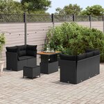 vidaXL Ensemble de canapé de jardin avec coussin 8 Pièces Noir