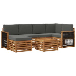 vidaXL Ensemble de canapés d'extérieur 6 pc Naturel et Anthracite