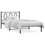 vidaXL Cadre de lit métal sans matelas avec tête de lit noir 107x203cm