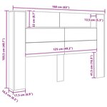vidaXL Tête de lit Chêne noir 160 x 17 x 104 5 cm Bois d'ingénierie