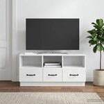 vidaXL Meuble TV Blanc 102 x 34 5 x 47 cm Bois d'ingénierie