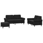 vidaXL Ensemble de canapés 3 Pièces avec coussins Noir Velours