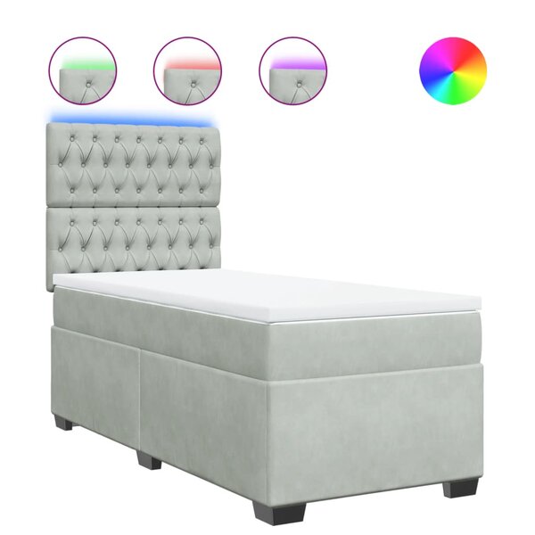 vidaXL Sommier à lattes de lit et matelas Gris clair 100x200cm Velours