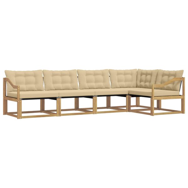 vidaXL Ensemble de canapés d'extérieur 5 Pièces Blanc et Beige