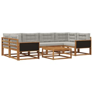 vidaXL Ensemble de canapés d'extérieur 7 Pièces Naturel et Gris clair
