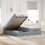 VidaXL Cadre de lit ottoman et matelas gris clair 200x200cm tissu