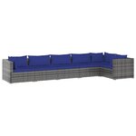 vidaXL Salon de jardin 6 Pièces avec coussins résine tressée gris
