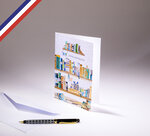 Carte double miniature créée et imprimée en france  sur papier certifié pefc - bon anniversaire - livres