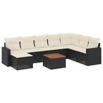 vidaXL Salon de jardin 9 Pièces avec coussins noir résine tressée