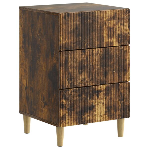 vidaXL Cabinet de chevet avec tiroir Chêne fumé 43 x 41 x 66 5 cm