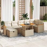 vidaXL Salon de jardin avec coussins 5 Pièces beige résine tressée