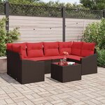 vidaXL Ensemble de Canapés 7 Pièces Marron et rouge polyrotin