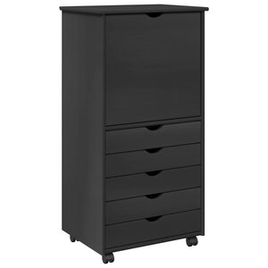 vidaXL Cabinet roulant 53 x 39 x 103 cm Bois de Pin Massif Gris