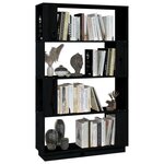 vidaXL Bibliothèque/Séparateur de pièce Noir 80x25x132 cm Pin massif