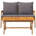 vidaXL Ensemble bistrot avec coussin 2 Pièces Marron Bois d'acacia massif