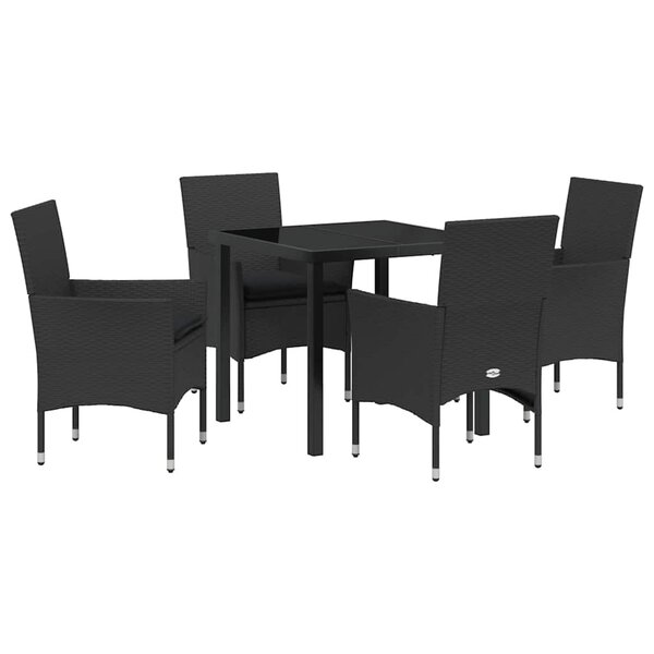 vidaXL Ensemble de salle à manger pour jardin 5 Pièces Noir Poly rotin