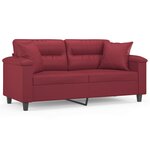 vidaXL Canapé 2 places avec oreillers bordeaux 140 cm similicuir