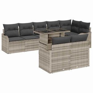 vidaXL Ensemble de canapé de jardin 9 Pièces Gris clair Poly Rattan
