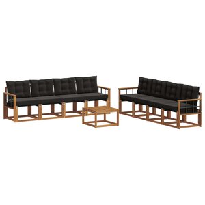 vidaXL Ensemble de canapés d'extérieur 9 Pièces Naturel et Noir
