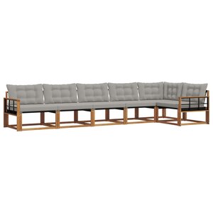 vidaXL Ensemble de canapés d'extérieur 6 Pièces Gris Naturel et Clair