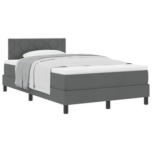 vidaXL Lit à ressorts avec tête de lit Gris foncé 120 x 200 cm tissu
