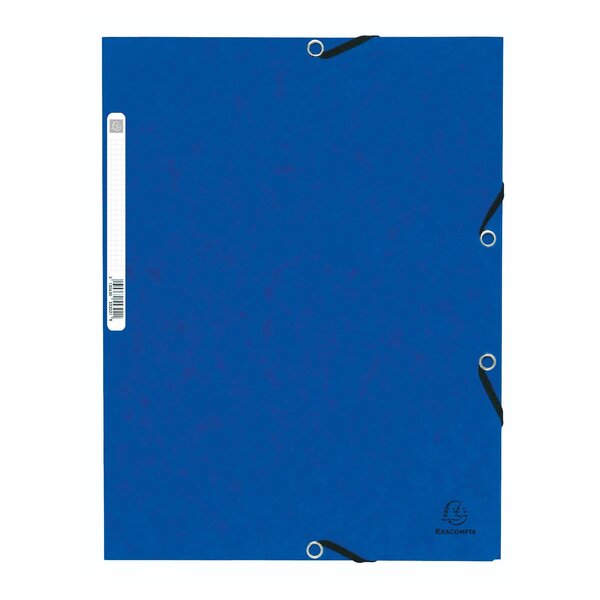 Chemise À Élastiques 3 Rabats Carte Lustrée 355g/m2 - Bleu - X 50 - Exacompta
