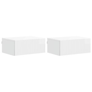 vidaXL Cabinet de chevet mural 2 Pièces Blanc brillant 49 x 34 5 x 20 cm