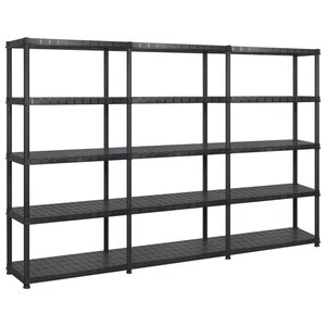 vidaXL Étagère de rangement 5 niveaux Noir 274 5x45 7x185 cm Plastique