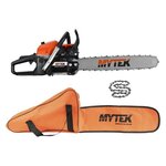 MYTEK Pack Tronçonneuse thermique 58cc avec 2eme chaîne et housse - Taille de coupe 50cm