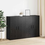 vidaXL Armoire Murale Montage mural 2 Pièces Chêne noir 69 5 x 34 x 90 cm