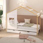 Lit simple Beau cabane tiroir naturel-blanc