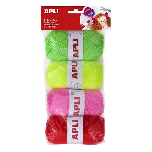 Pelotes de Laine 50g 4 Tons Fluo