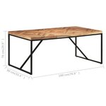 vidaXL Table à dîner 180x90x76 cm Bois massif d'acacia et de manguier