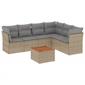 vidaXL Salon de jardin avec coussins 7Pièces mélange beige résine tressée