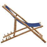 vidaXL Chaise de terrasse Bambou et toile Bleu marine