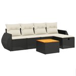 vidaXL Salon de jardin 6 Pièces avec coussins noir résine tressée