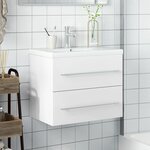 vidaXL Armoire lavabo de salle de bain avec bassin intégré blanc
