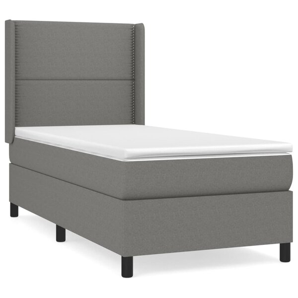 vidaXL Sommier à lattes de lit avec matelas Gris foncé 100x200cm Tissu