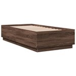 vidaXL Cadre de lit avec LED sans matelas chêne marron 90x190 cm