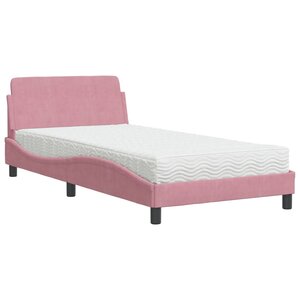 vidaXL Lit avec matelas Dover rose 100x200 cm velours
