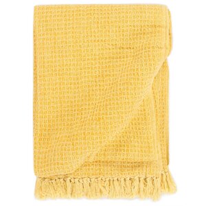 vidaXL Couverture en coton 220 x 250 cm Jaune moutarde