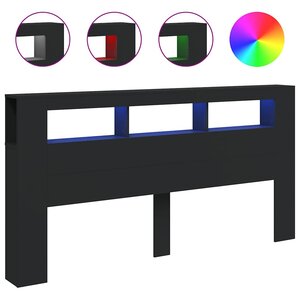 vidaXL Tête de lit à LED noir 200x18 5x103 5 cm bois d'ingénierie