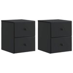 vidaXL Cabinet de chevet mural 2 Pièces Noir 34 5 x 33 x 40 cm