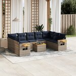 vidaXL Salon de jardin 10 Pièces avec coussins gris résine tressée