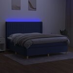vidaXL Sommier à lattes de lit matelas et LED Bleu 180x200 cm Tissu