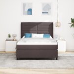 Lit coffre vidaXL avec matelas et LED Marron foncé 140x200 cm Tissu